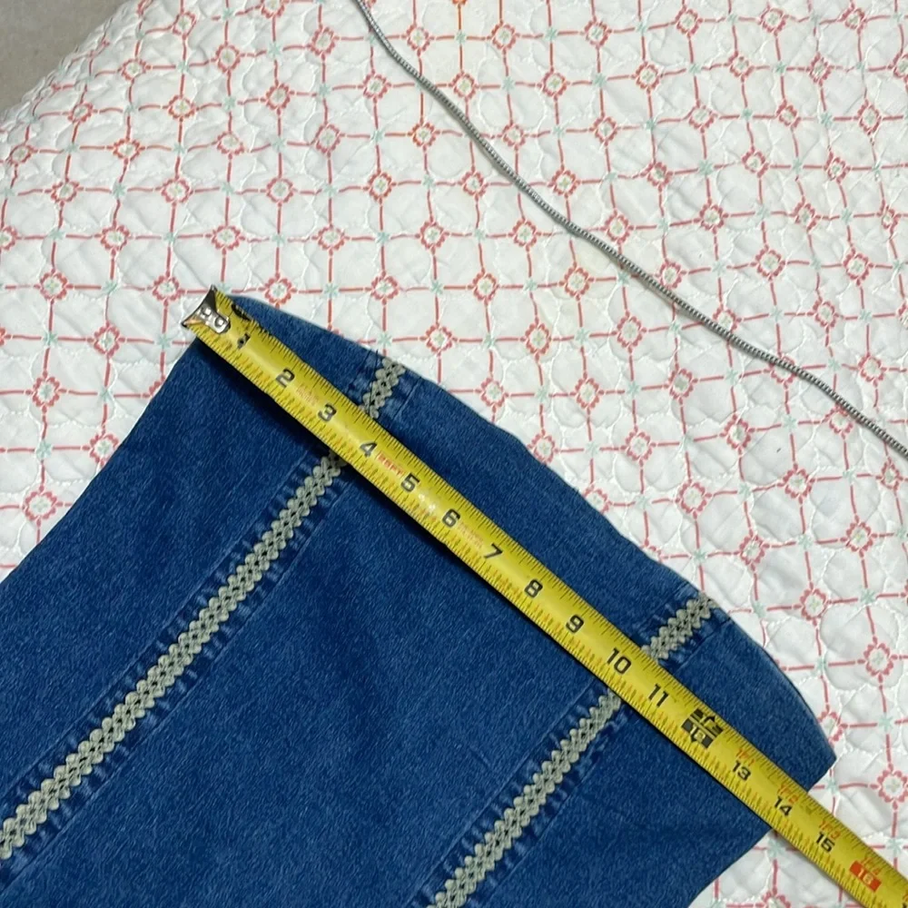 Vintage San Julian strapless denim dress with crochet accent - Picture 8 of 11